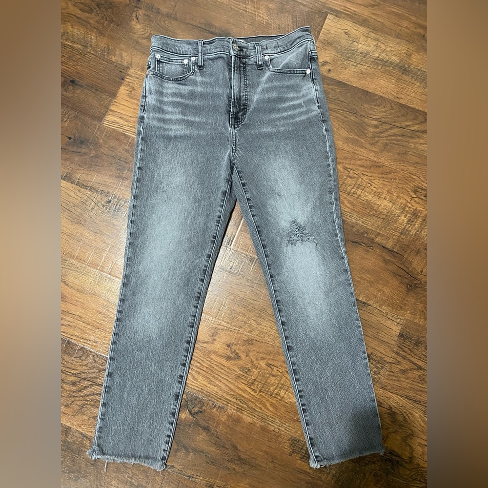 Madewell The Perfect Vintage Straight Jean Gray Wash Distressed Womens 29